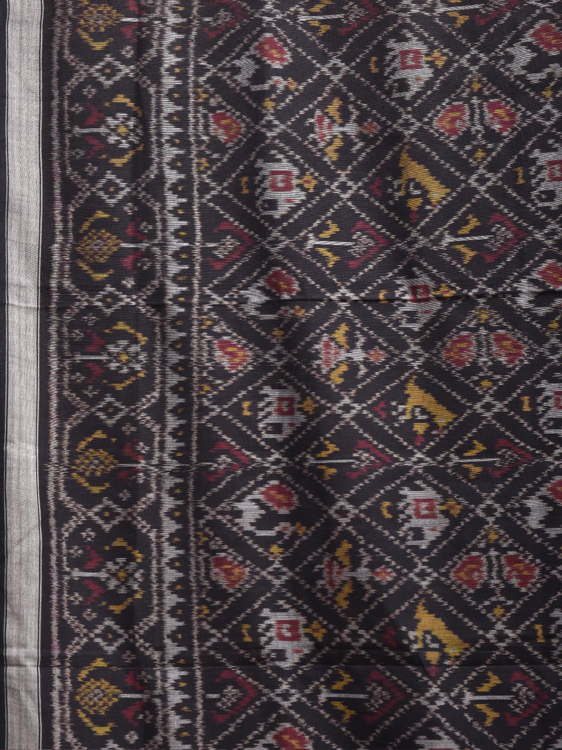 Black Ikat Cotton Handloom Saree with Grill and Buta Design i0966