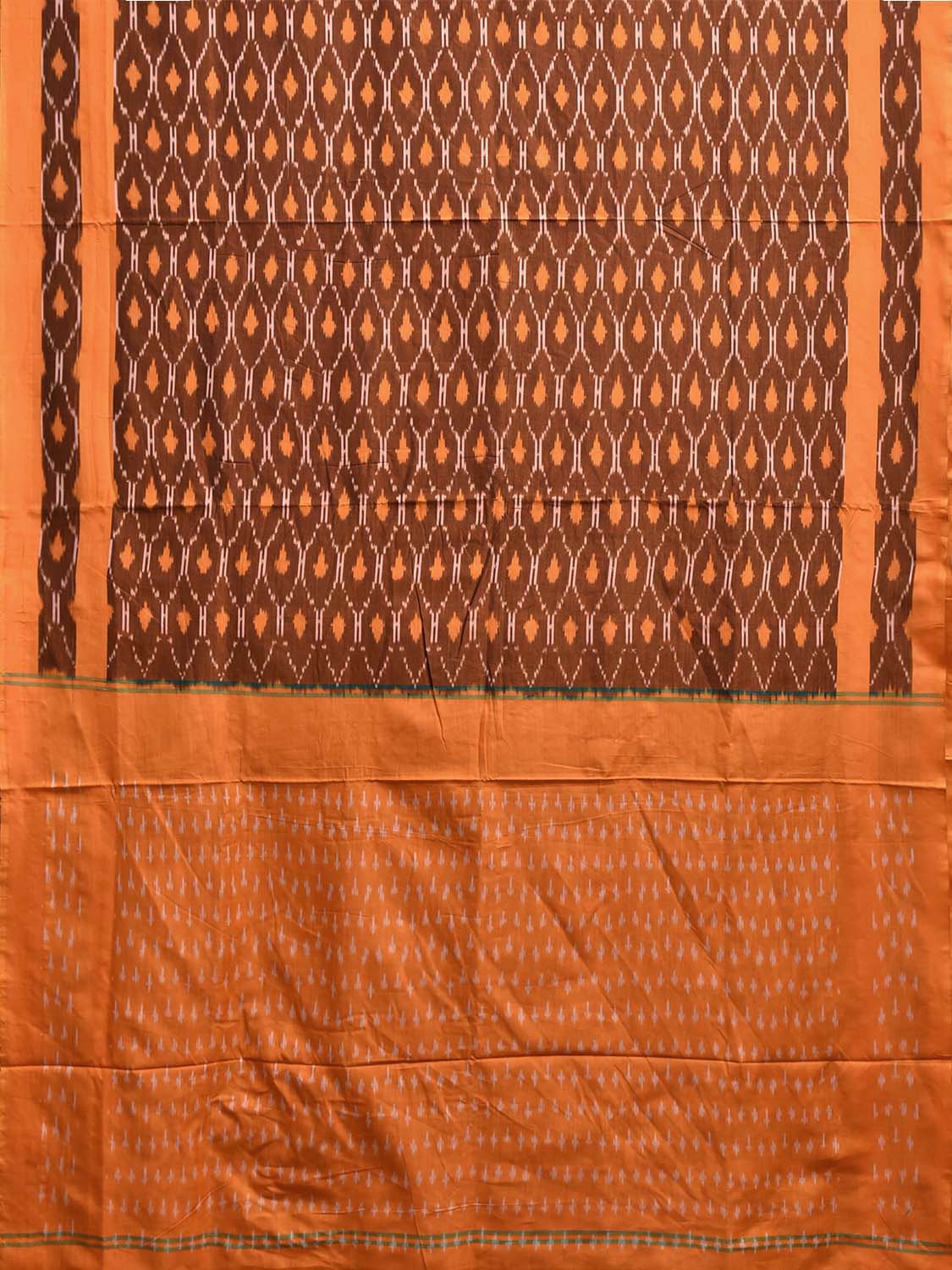 Orange Pochampally Ikat Cotton Handloom Saree with Grill Design No Blouse i0967