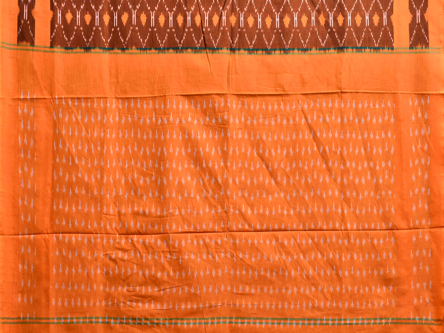 Orange Pochampally Ikat Cotton Handloom Saree with Grill Design No Blouse i0967