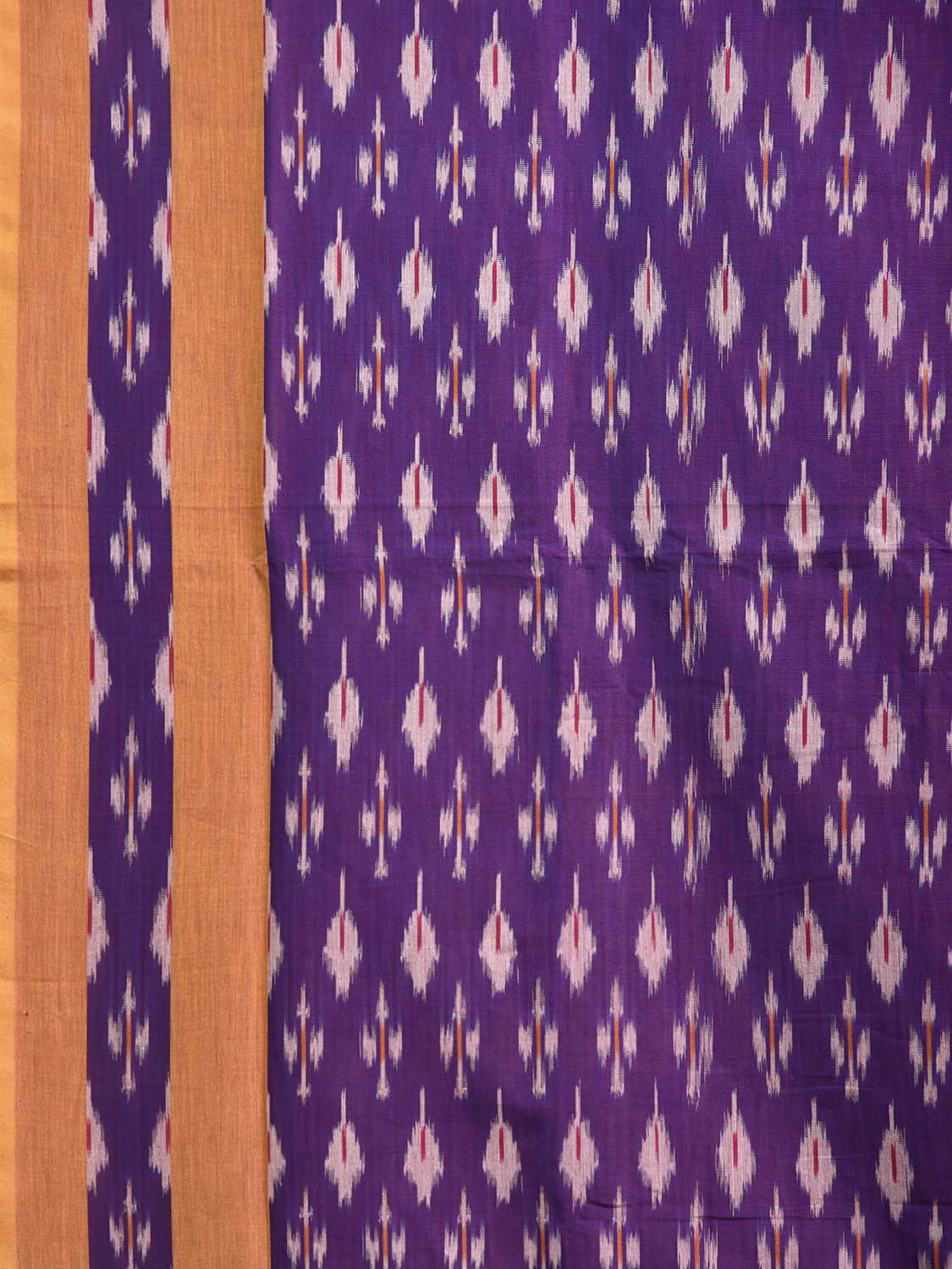 Purple and Light Orange Pochampally Ikat Cotton Handloom Saree with Body Buta Design No Blouse i0982