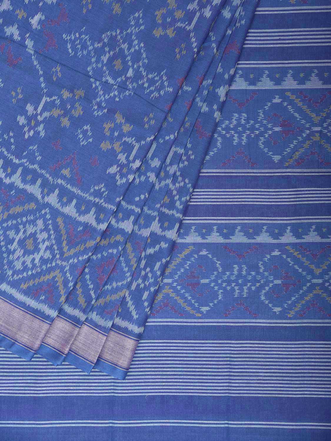 Blue Ikat Cotton Handloom Saree with All Over Grill Design i0987