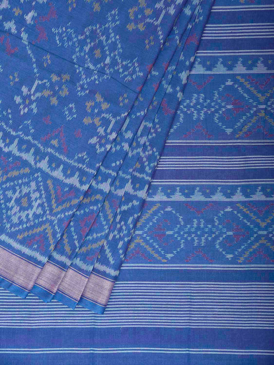 Blue Ikat Cotton Handloom Saree with All Over Grill Design i0987