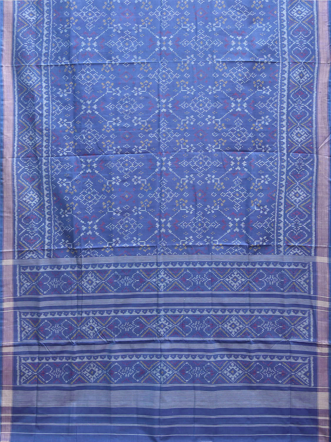 Blue Ikat Cotton Handloom Saree with All Over Grill Design i0987