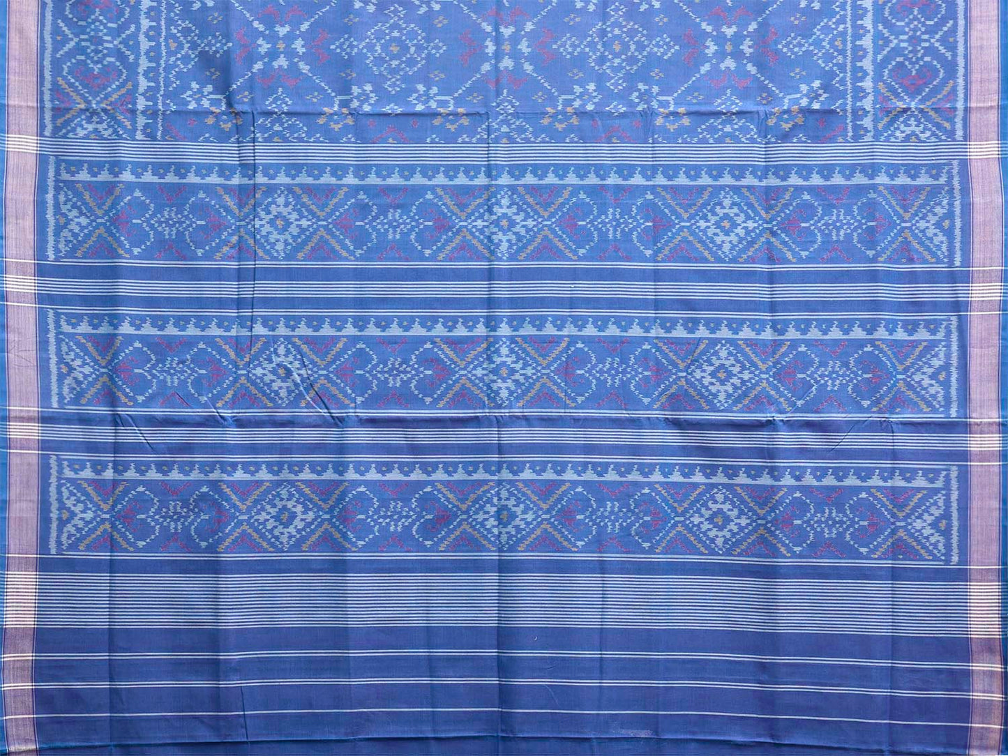 Blue Ikat Cotton Handloom Saree with All Over Grill Design i0987