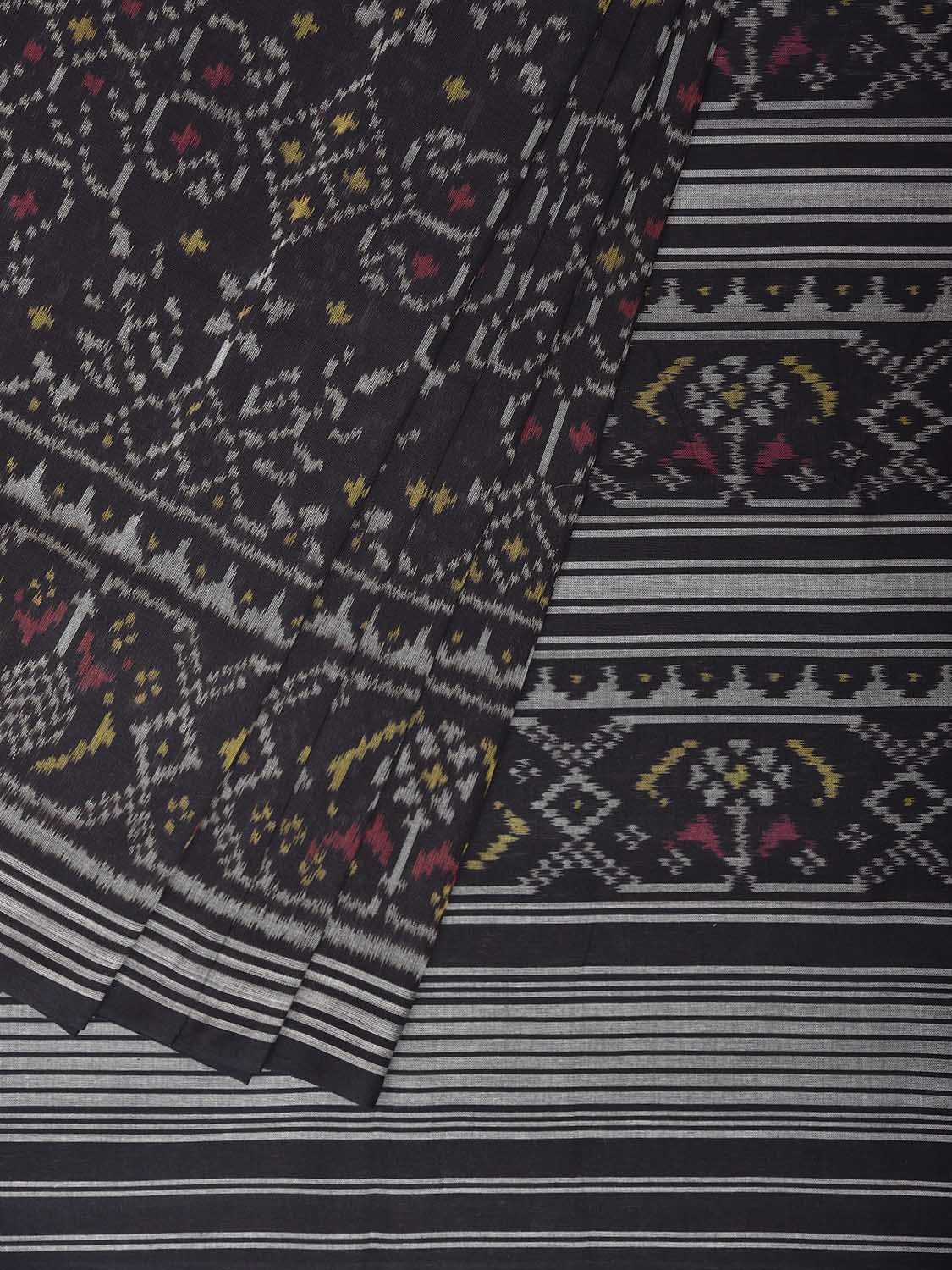 Black Ikat Cotton Handloom Saree with All Over Design i0989
