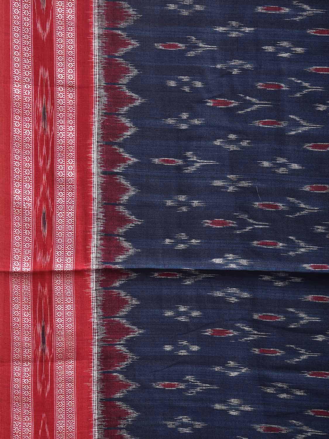 Navy and Maroon Ikat Cotton Saree with Body Buta and Pallu Design No Blouse i0993