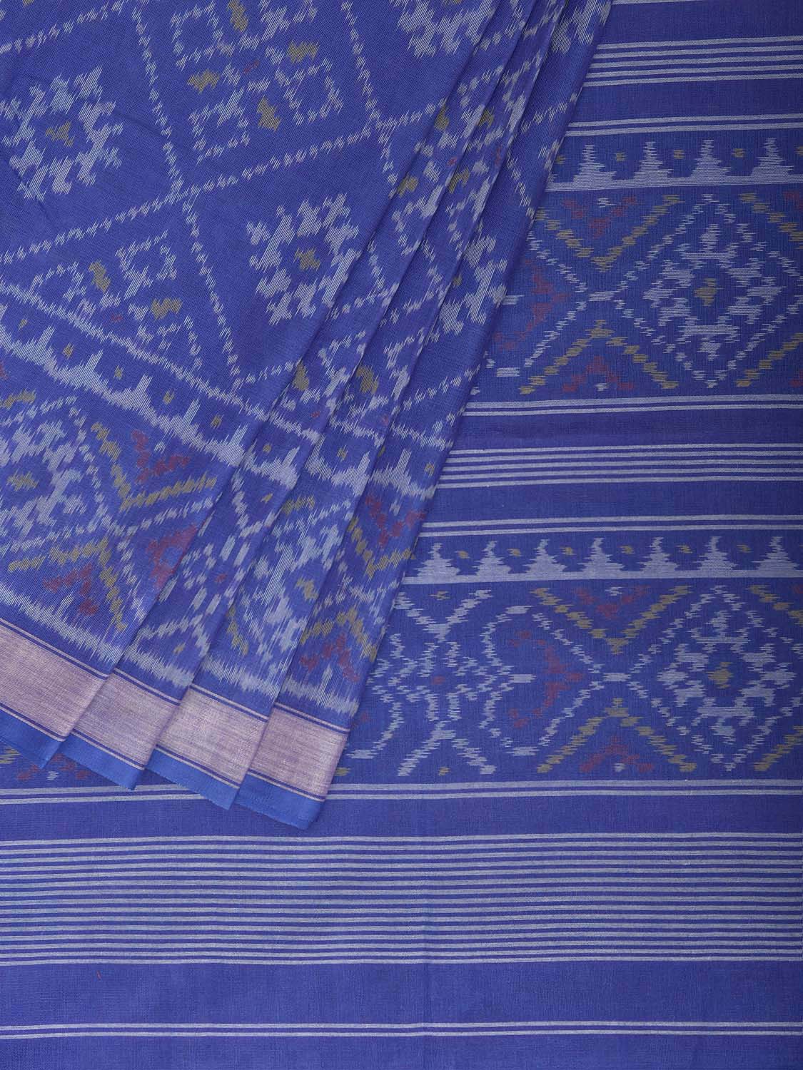 Blue Ikat Cotton Handloom Saree with Grill All Over Design i0996