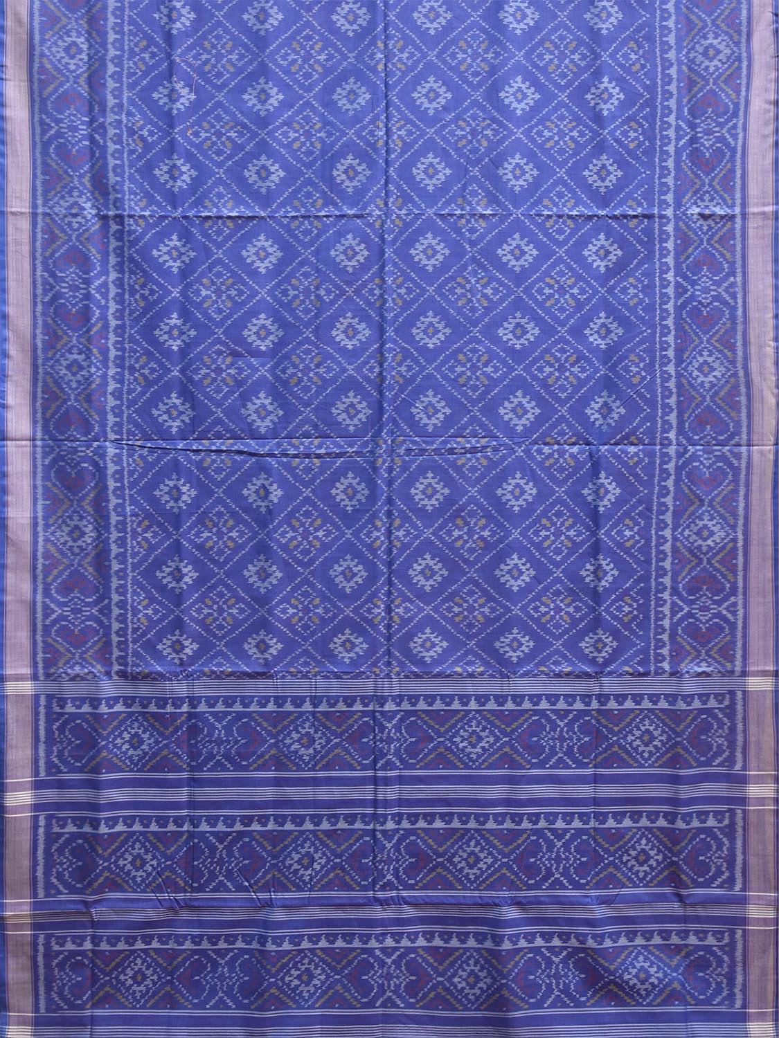 Blue Ikat Cotton Handloom Saree with Grill All Over Design i0996