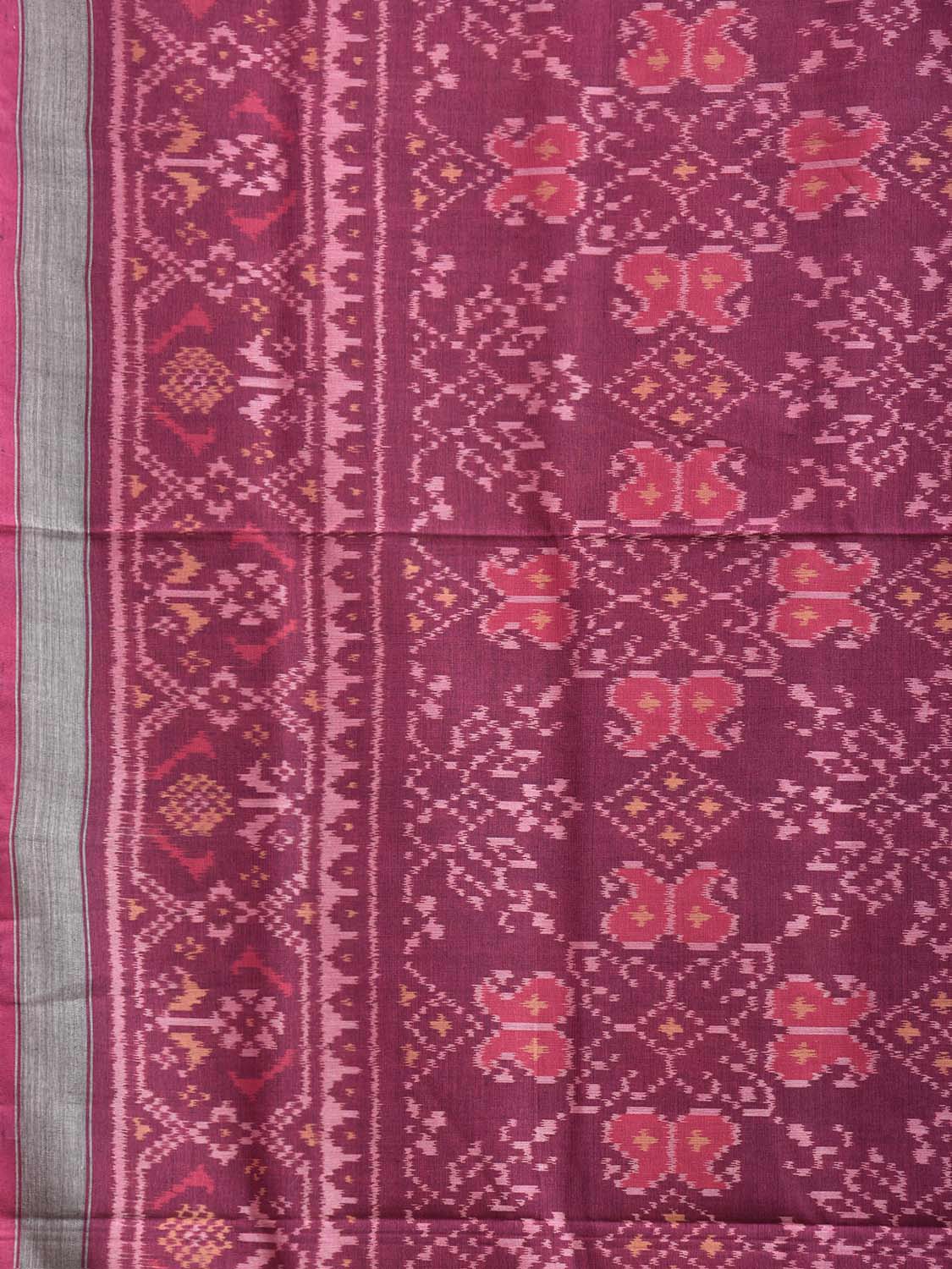 Wine Ikat Cotton Handloom Saree with All Over Body Design i0997