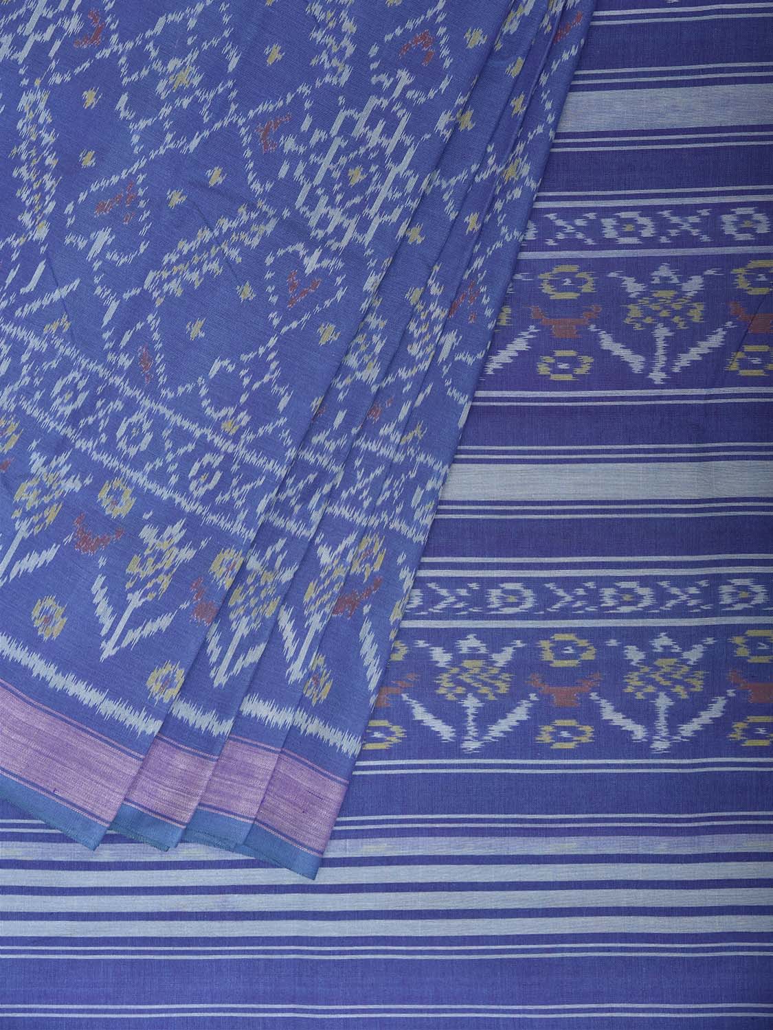 Blue Ikat Cotton Handloom Saree with Grill All Over Design i0998