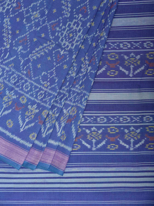 Blue Ikat Cotton Handloom Saree with Grill All Over Design i0998