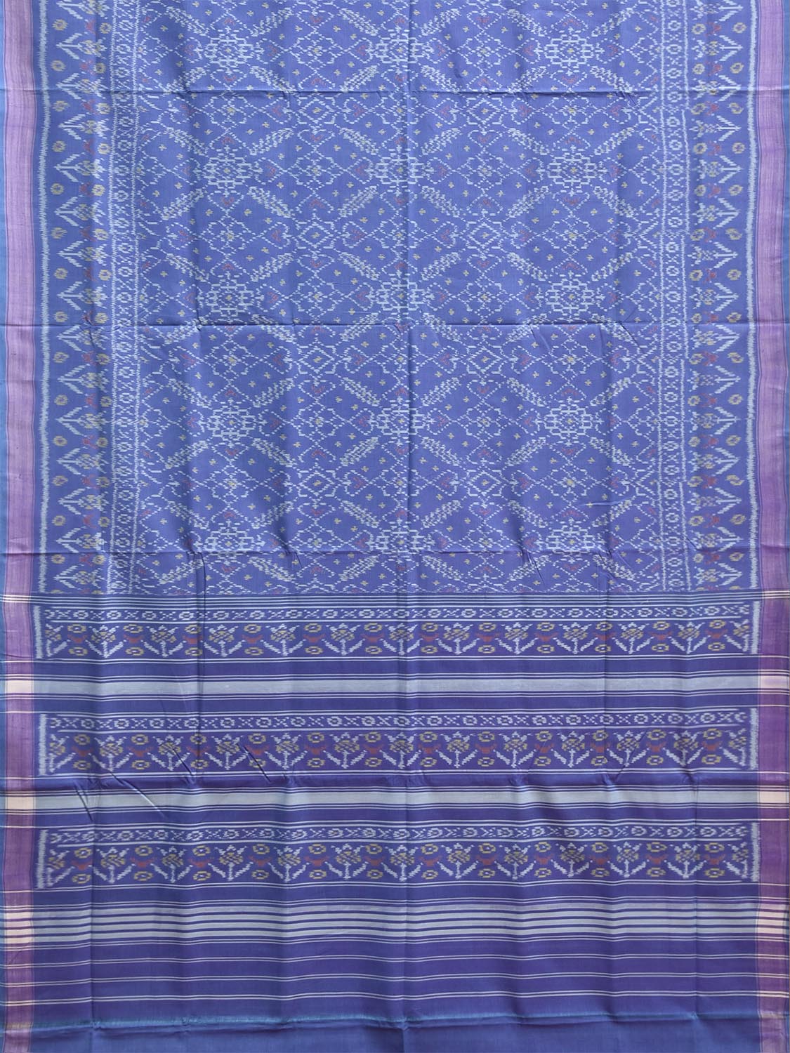 Blue Ikat Cotton Handloom Saree with Grill All Over Design i0998