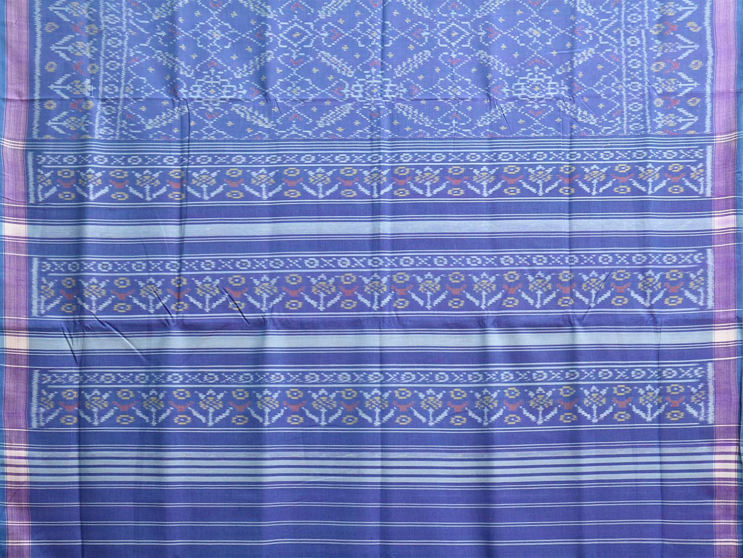 Blue Ikat Cotton Handloom Saree with Grill All Over Design i0998