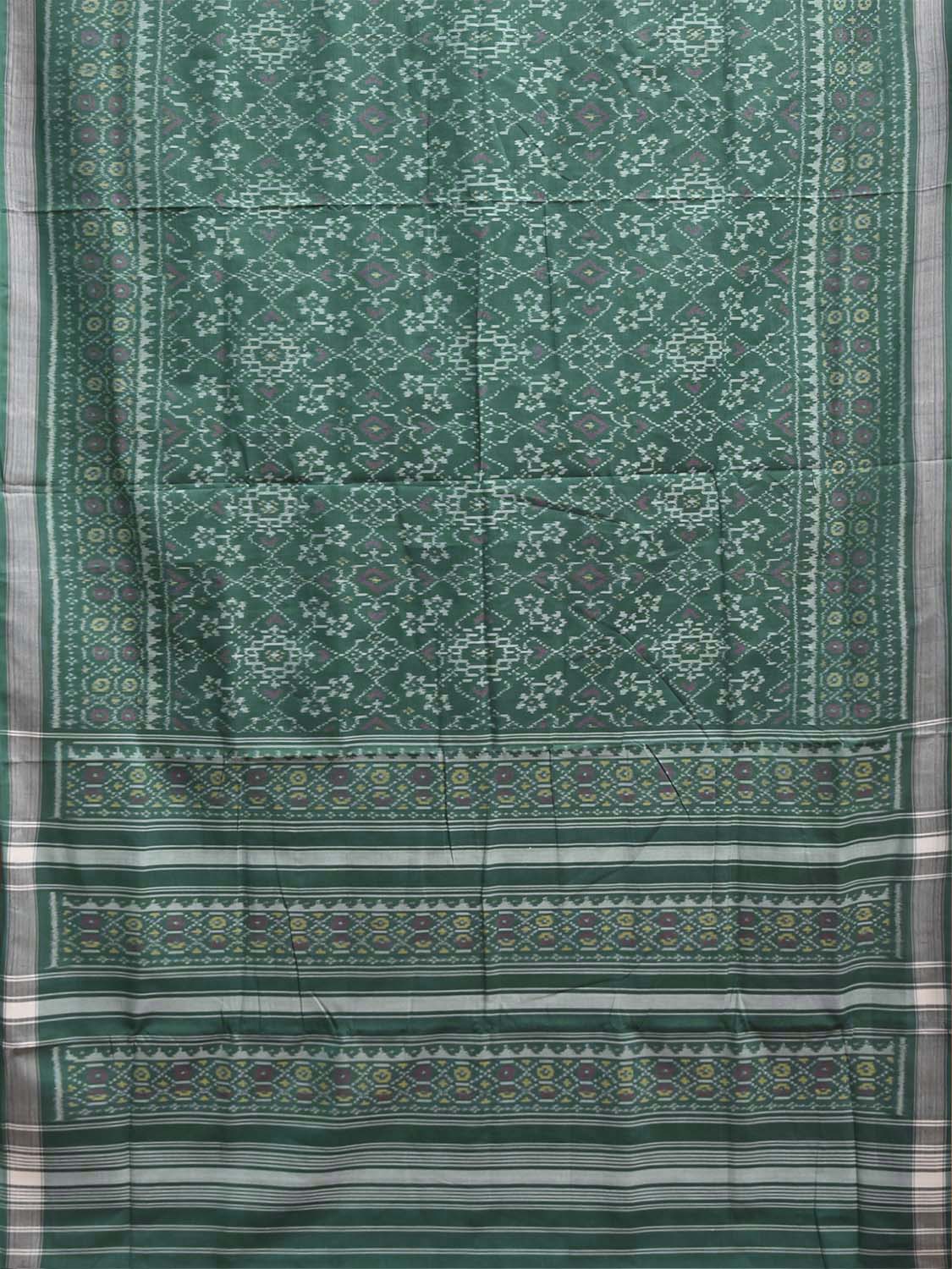 Green Ikat Cotton Handloom Saree with Grill All Over Design i0999