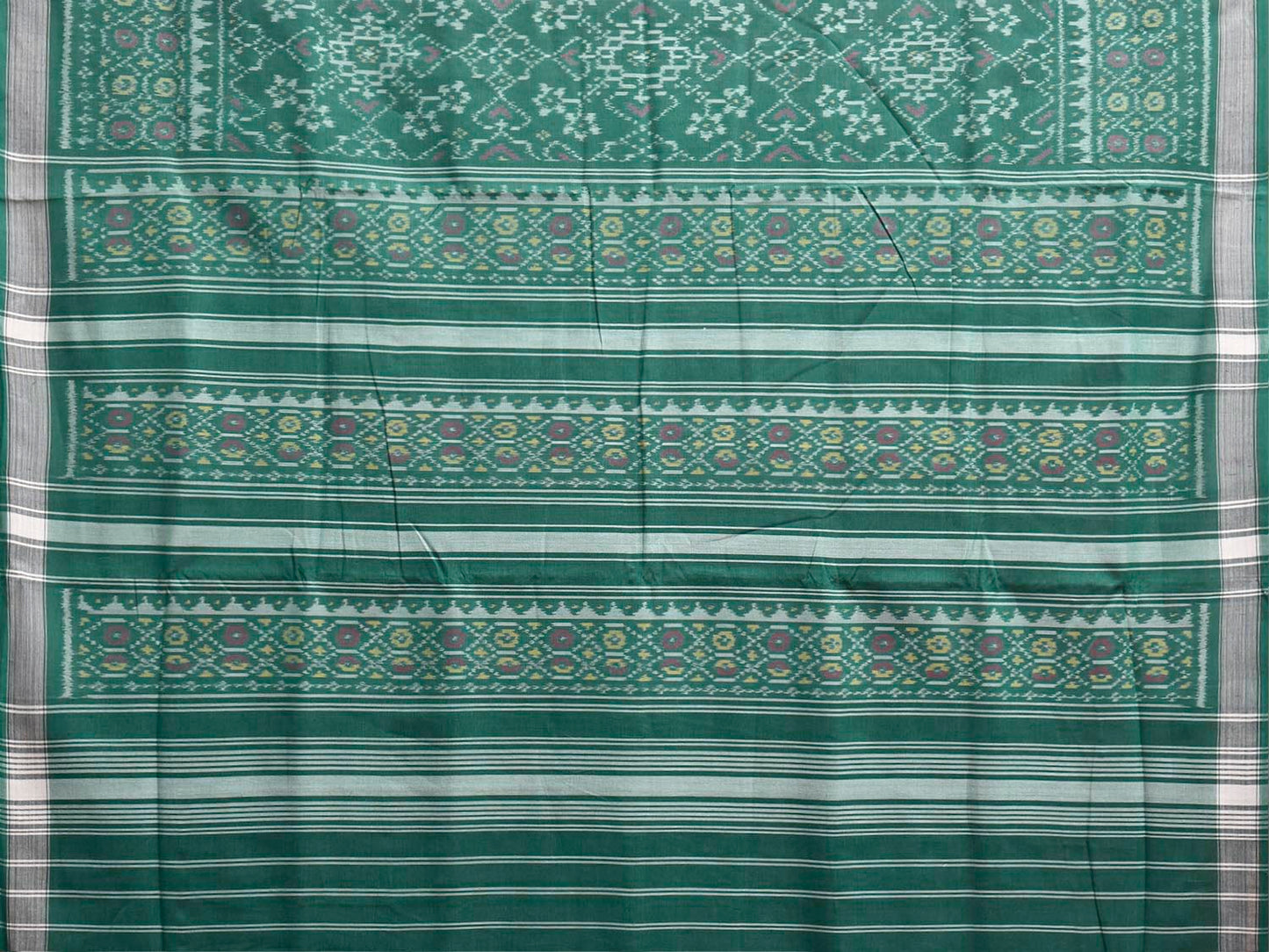 Green Ikat Cotton Handloom Saree with Grill All Over Design i0999