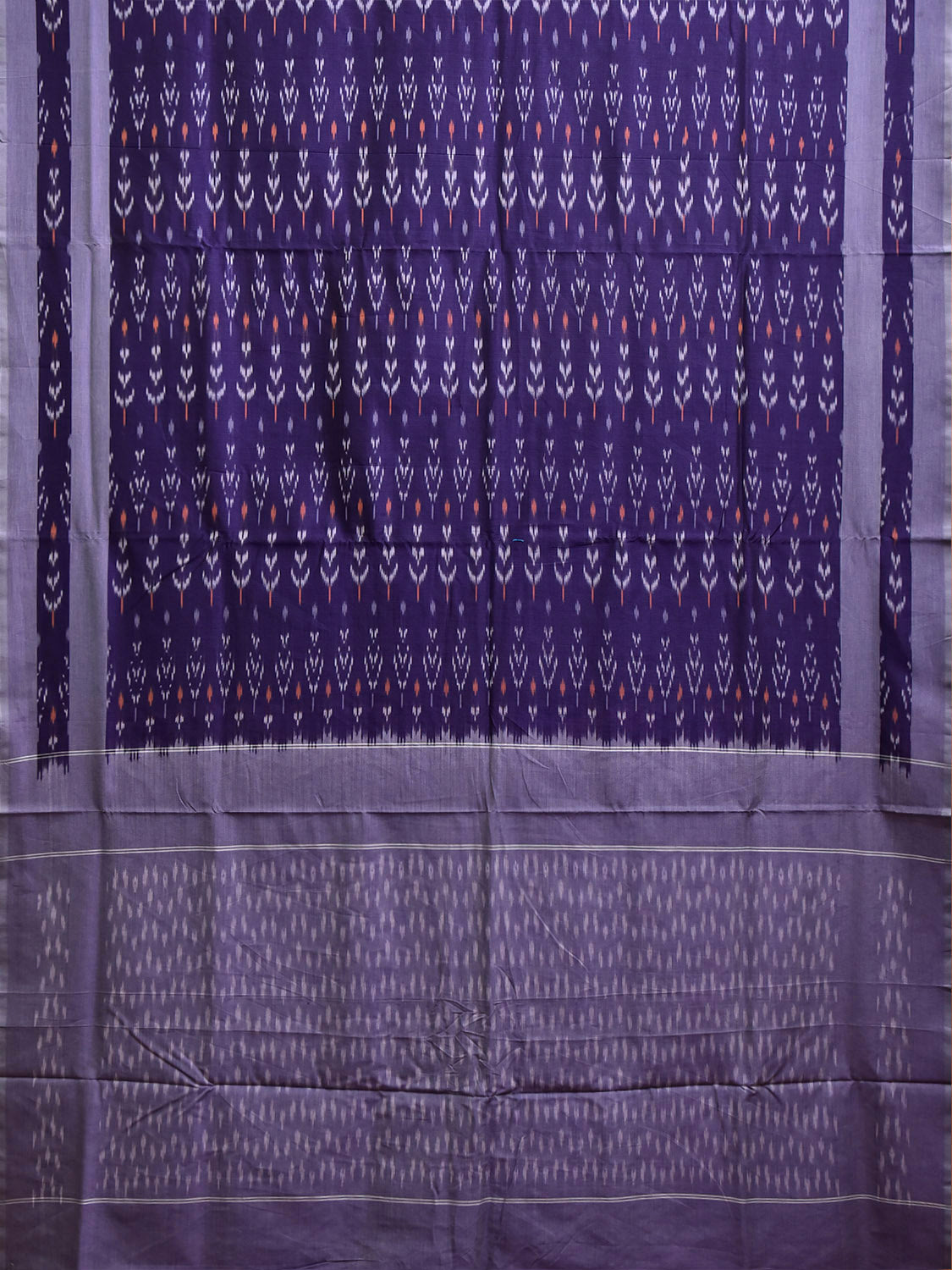 Navy and Lavender Pochampally Ikat Cotton Handloom Saree with All Over Design No Blouse i1004