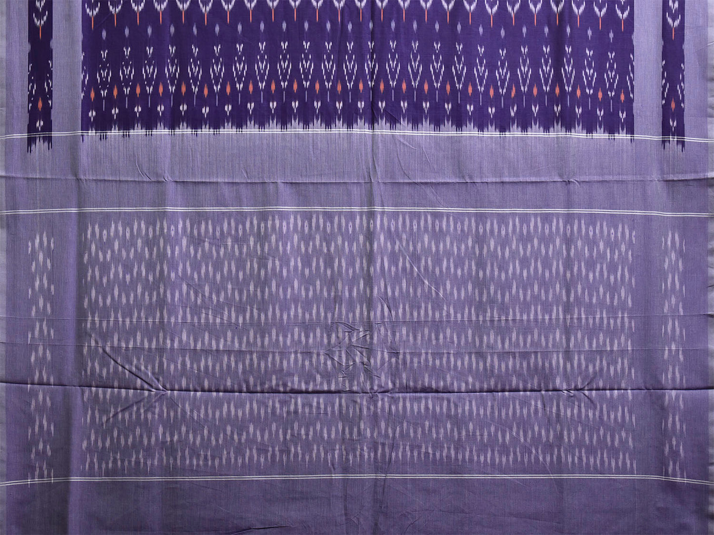 Navy and Lavender Pochampally Ikat Cotton Handloom Saree with All Over Design No Blouse i1004