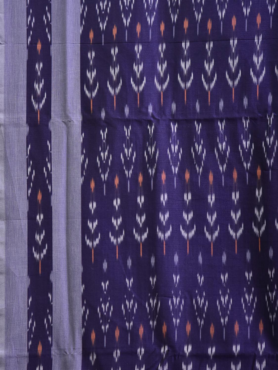 Navy and Lavender Pochampally Ikat Cotton Handloom Saree with All Over Design No Blouse i1004