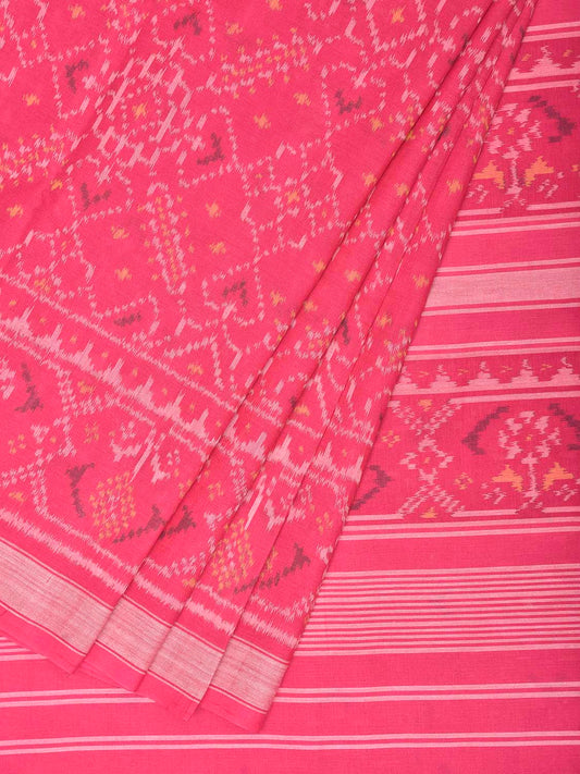 Pink Ikat Cotton Handloom Saree with All Over Grill Design i1009