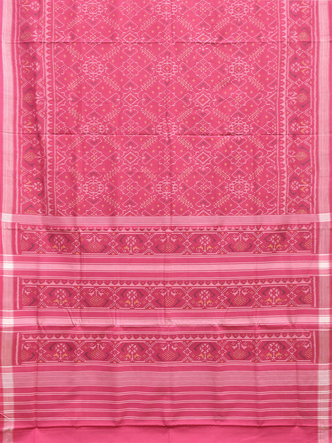 Pink Ikat Cotton Handloom Saree with All Over Grill Design i1009
