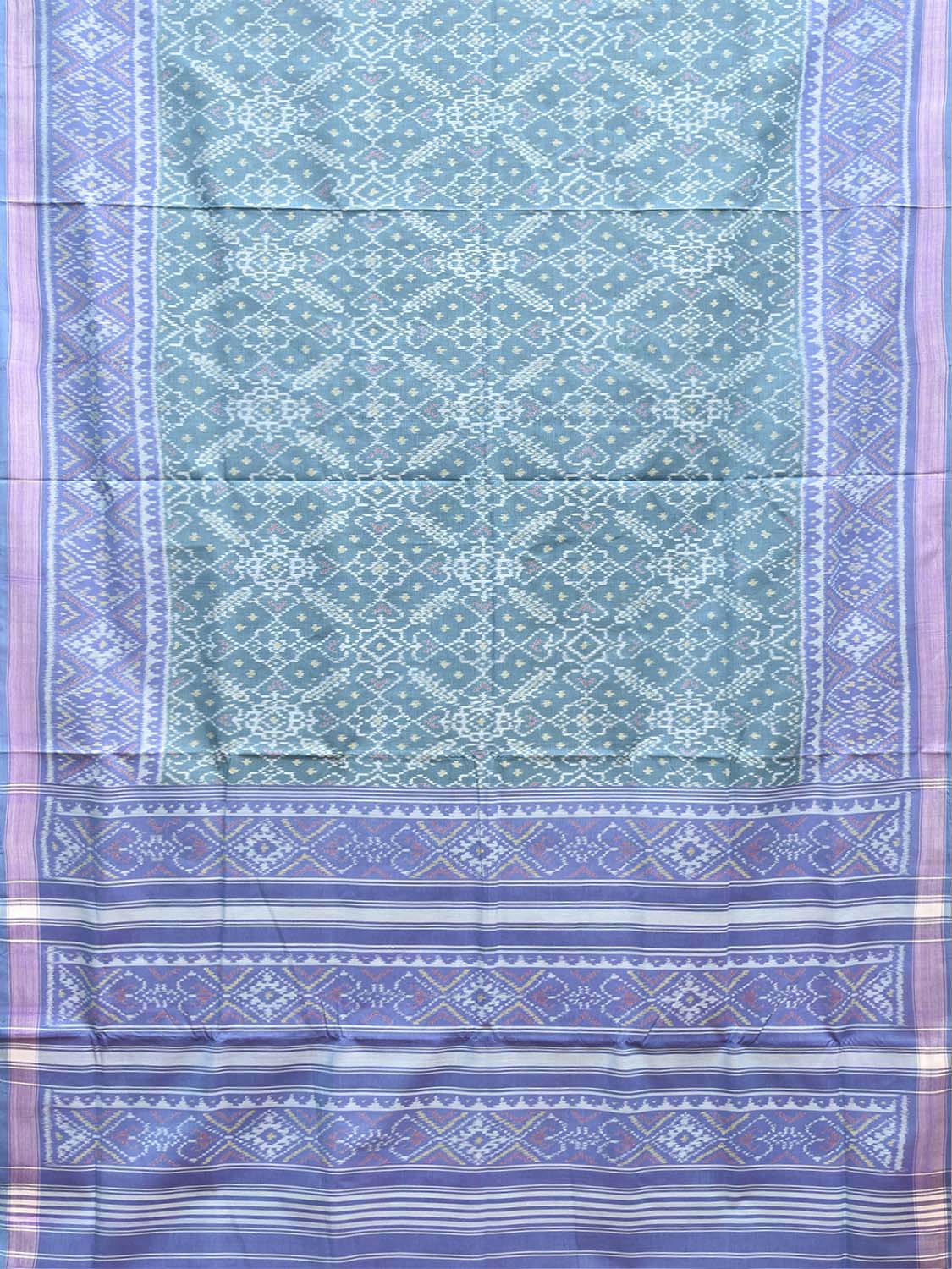 Teal and Lavender Ikat Cotton Handloom Saree with All Over Grill Design i1010