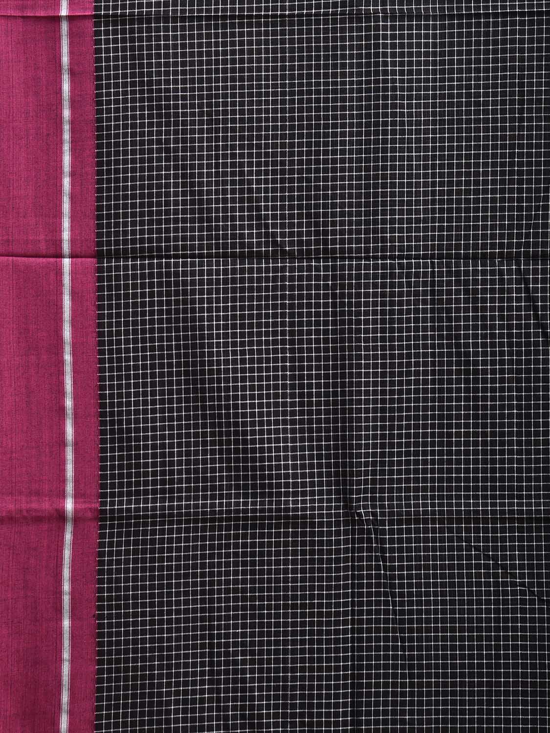 Black and Pink ilkal Cotton Saree with Checks and Ganga-Jamuna Border Design No Blouse il0027