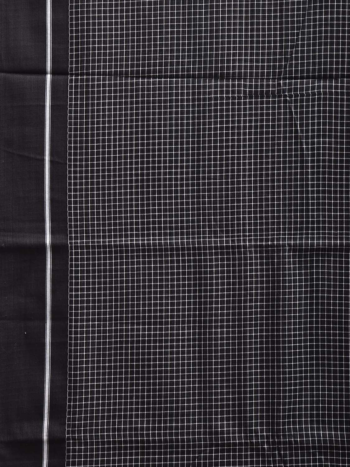 Black and White ilkal Cotton Saree with Checks and Strips Pallu Design No Blouse il0030