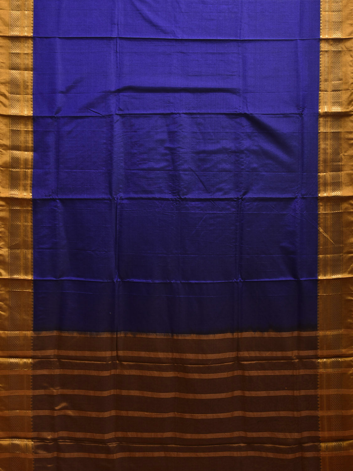 Blue and Mustard ilkal Cotton Silk Saree with Strips Pallu and Border Design il0035