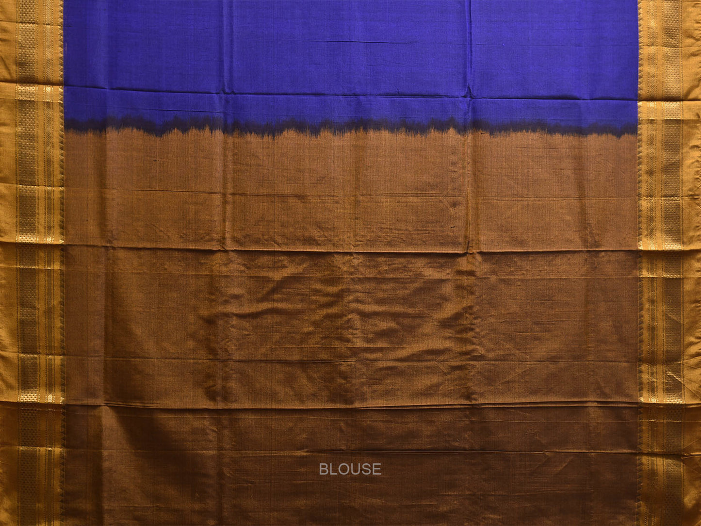 Blue and Mustard ilkal Cotton Silk Saree with Strips Pallu and Border Design il0035