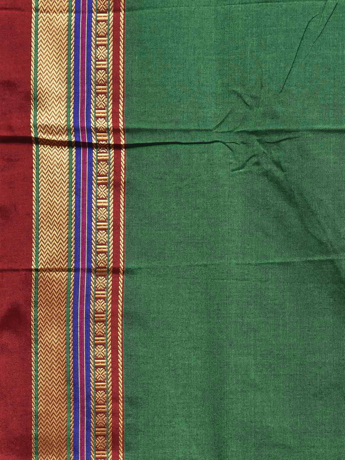 Green and Maroon ilkal Cotton Viscose Saree with Strips Pallu and Border Design No Blouse il0037