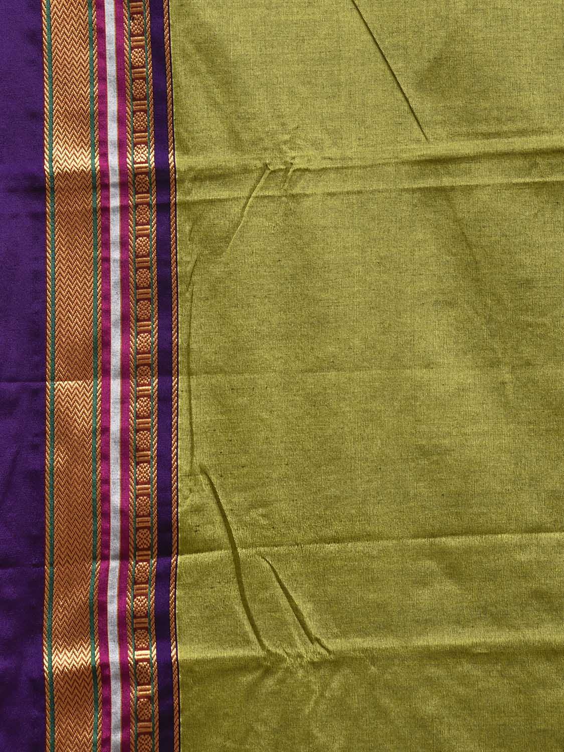Light Green and Navy ilkal Cotton Viscose Saree with Strips Pallu and Border Design No Blouse il0039