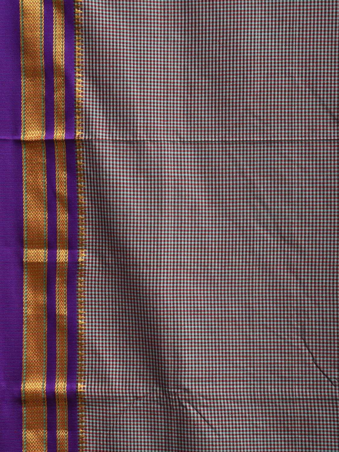 Dark Blue and Yellow ilkal Viscose Saree with Small Checks Design il0040