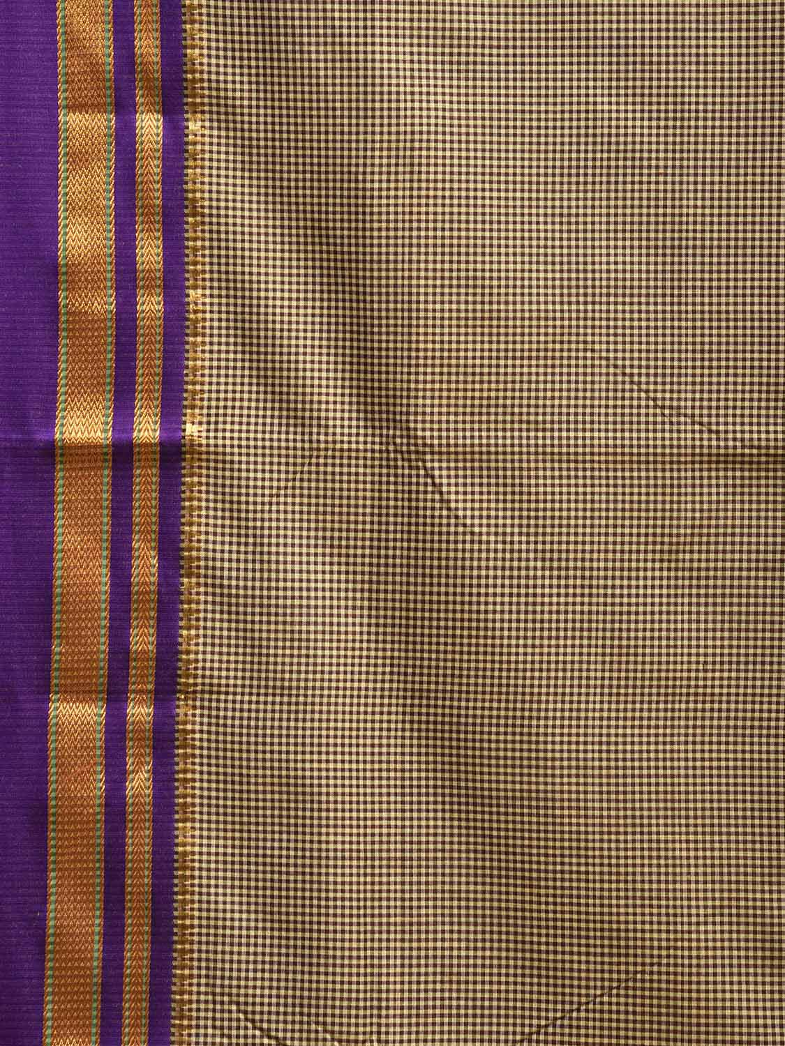 Dark Blue and Yellow ilkal Viscose Saree with Small Checks Design il0041