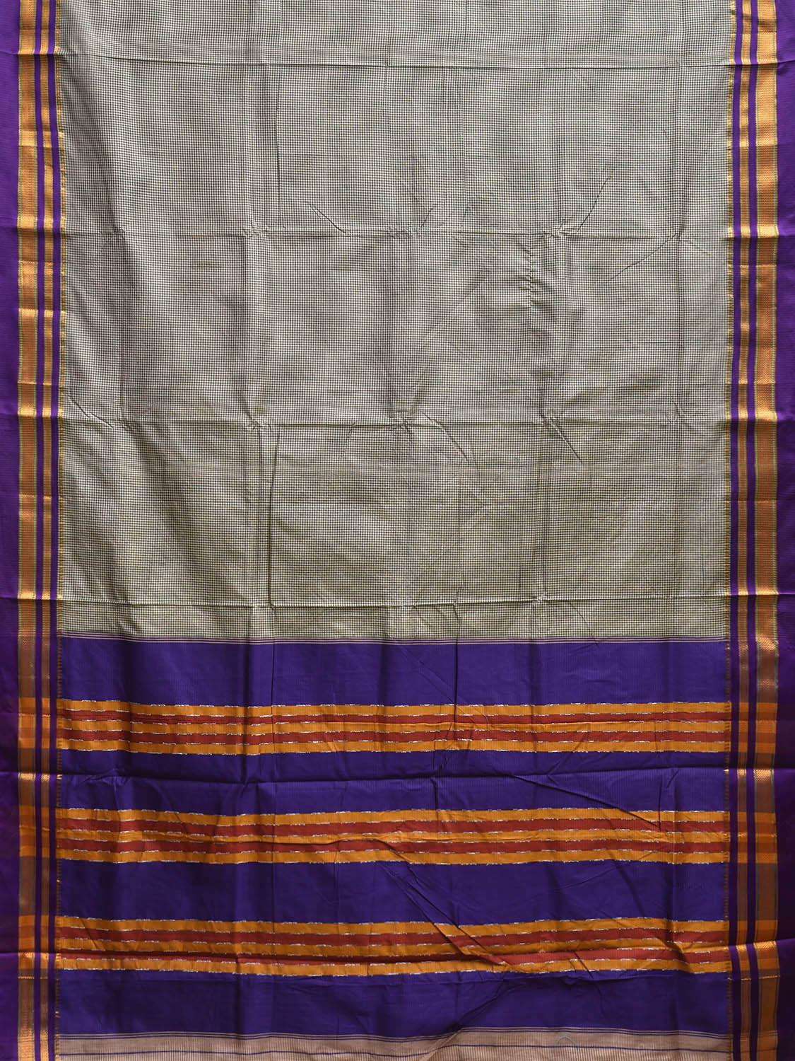 Green and Dark Blue ilkal Viscose Saree with Small Checks Design il0042