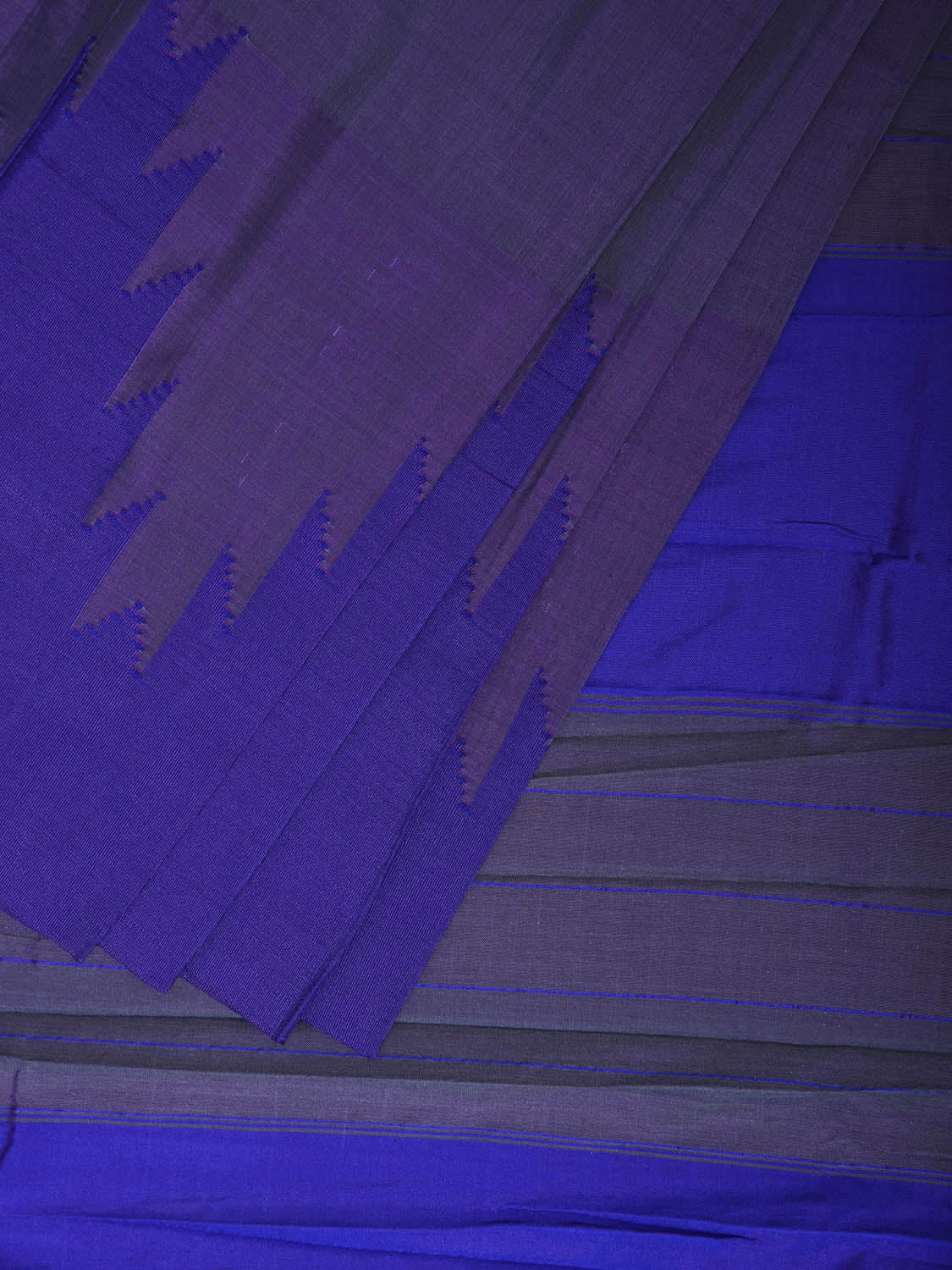 Dark Blue and Grey ilkal Viscose Plain Saree with Big Temple Border Design il0047