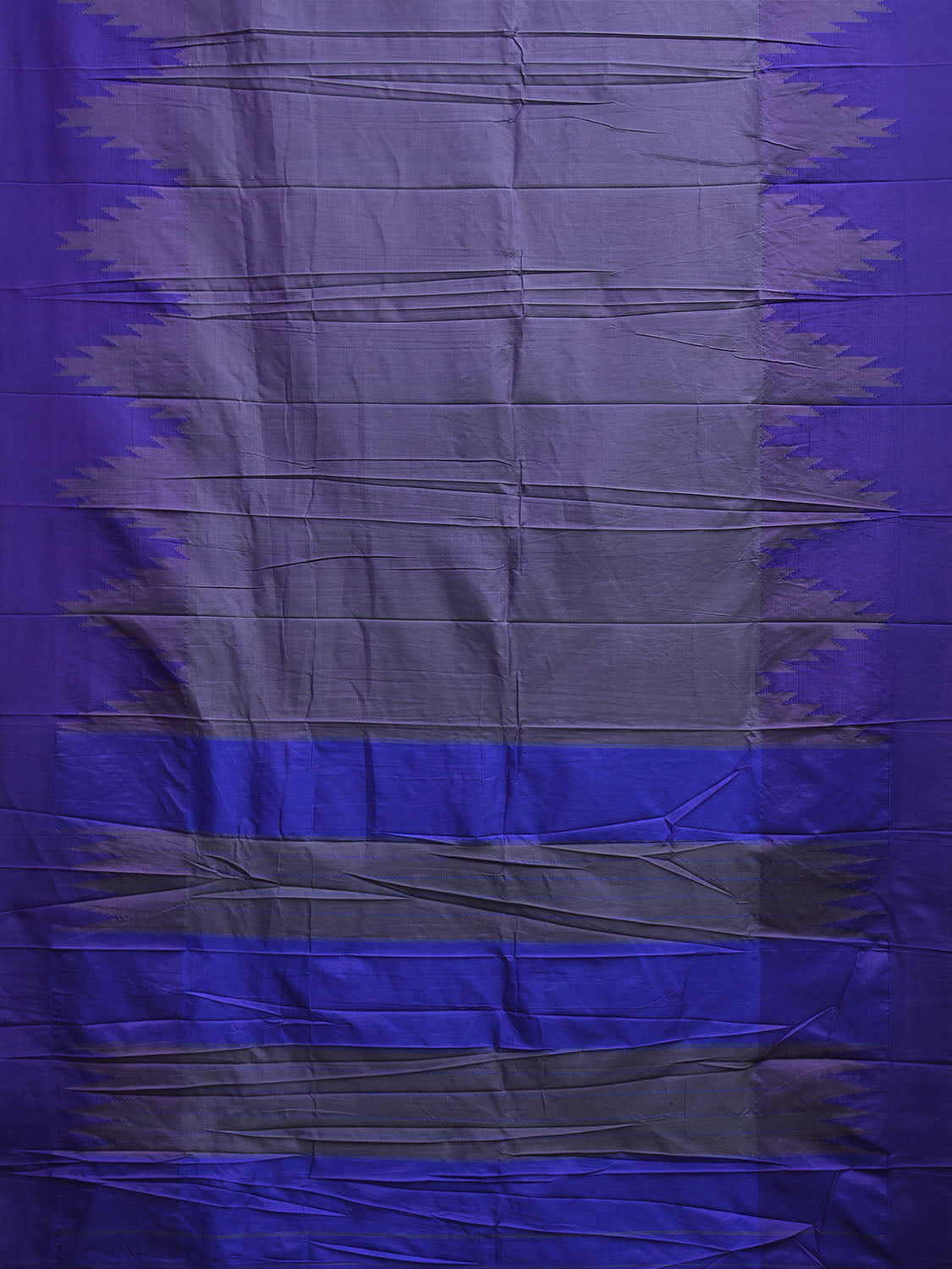 Dark Blue and Grey ilkal Viscose Plain Saree with Big Temple Border Design il0047