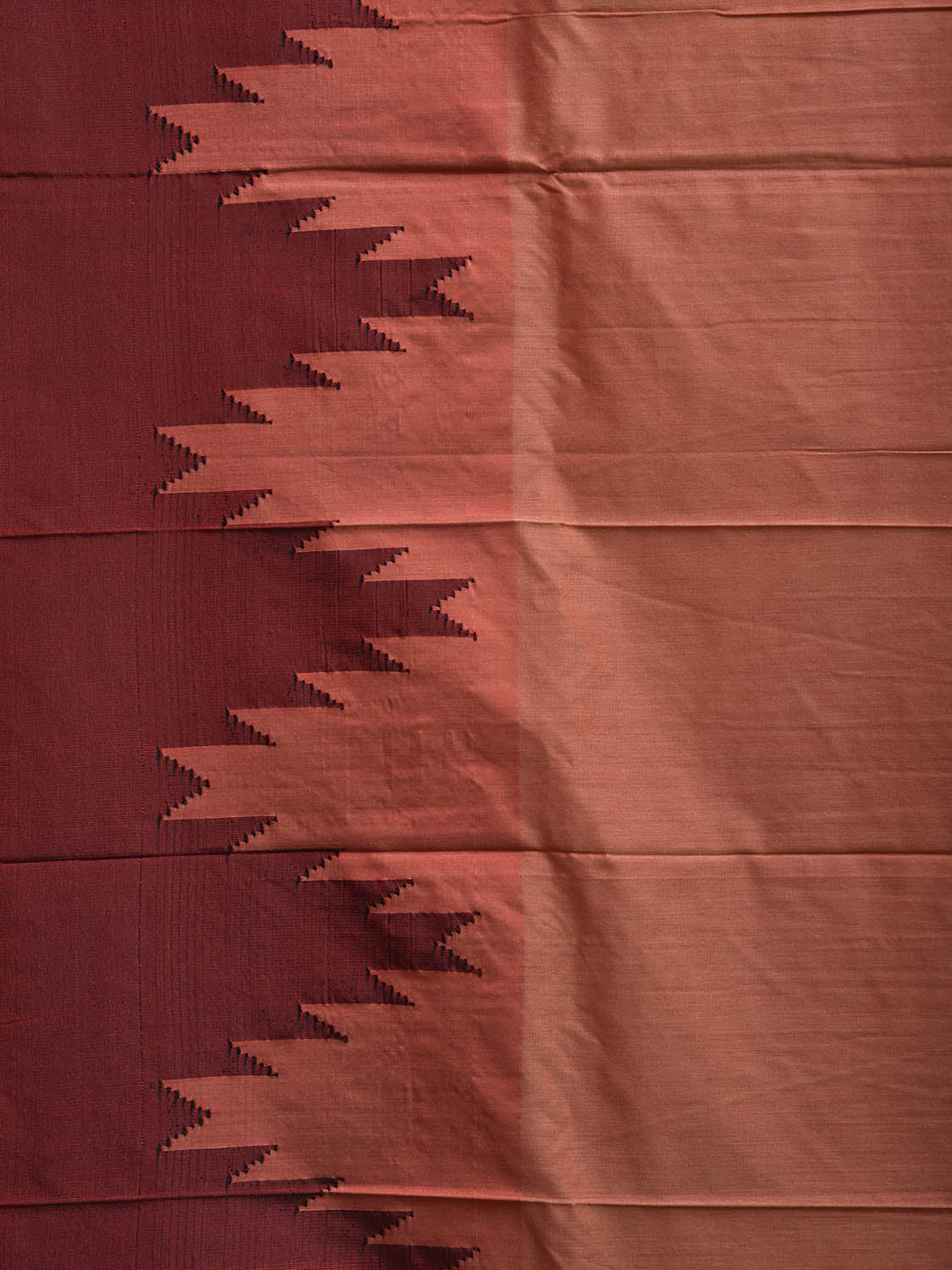 Fawn and Brown ilkal Viscose Plain Saree with Big Temple Border Design il0048