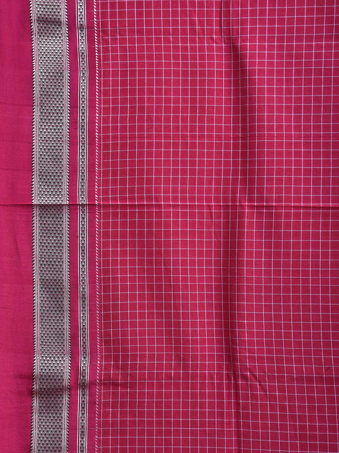 Pink ilkal Cotton Saree with Checks and Strips Pallu Design No Blouse il0050