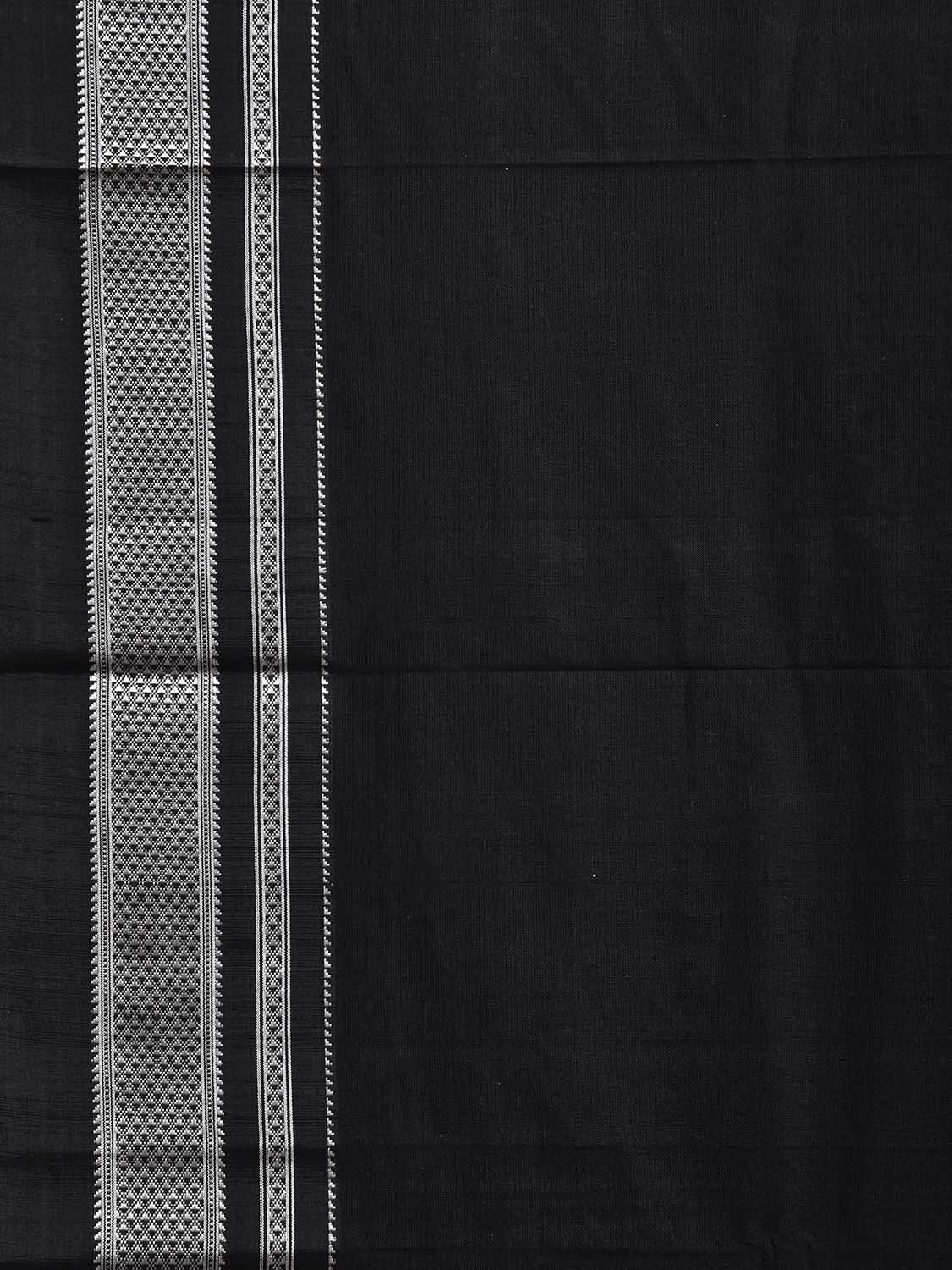 Black and Light Grey ilkal Cotton Plain Saree with Strips Pallu Design No Blouse il0052