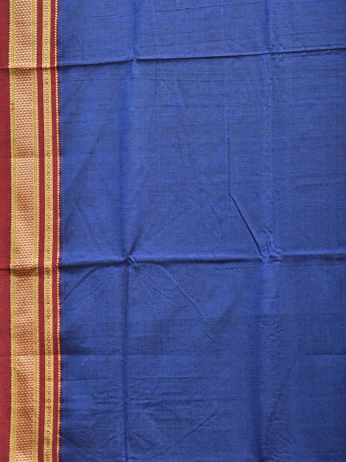 Blue and Maroon ilkal Cotton Plain Saree with Contrast Pallu Design il0056