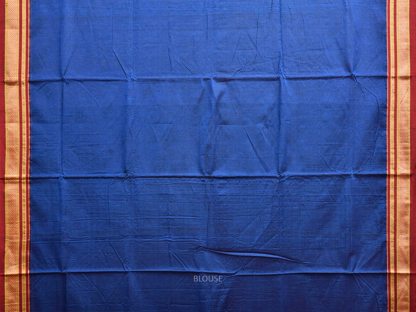 Blue and Maroon ilkal Cotton Plain Saree with Contrast Pallu Design il0056