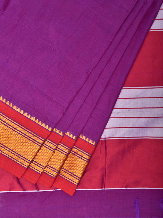 Magenta and Red ilkal Cotton Viscose Plain Saree with Contrast Pallu Design il0057