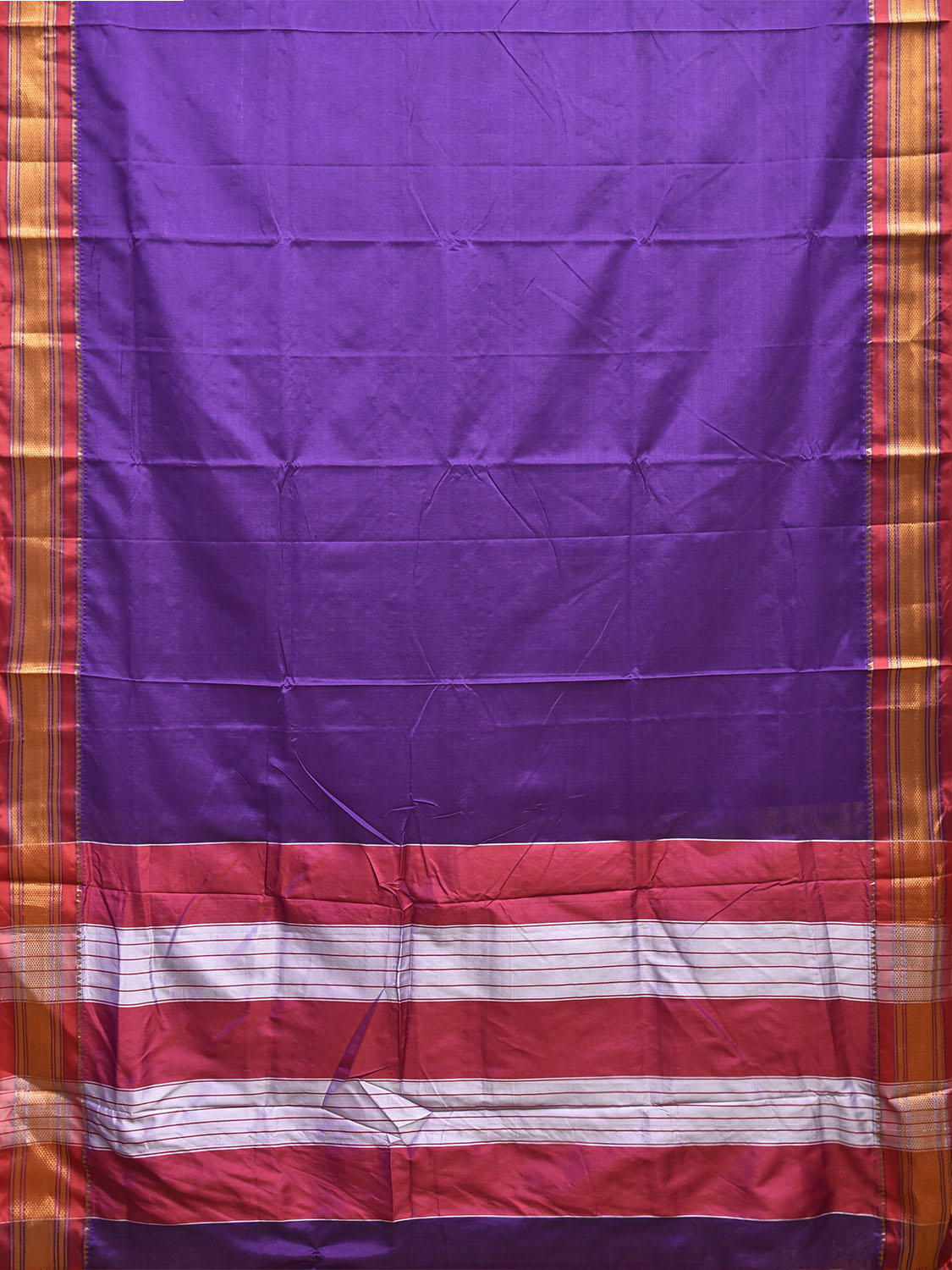 Purple and Red ilkal Cotton Viscose Plain Saree with Contrast Pallu Design il0061