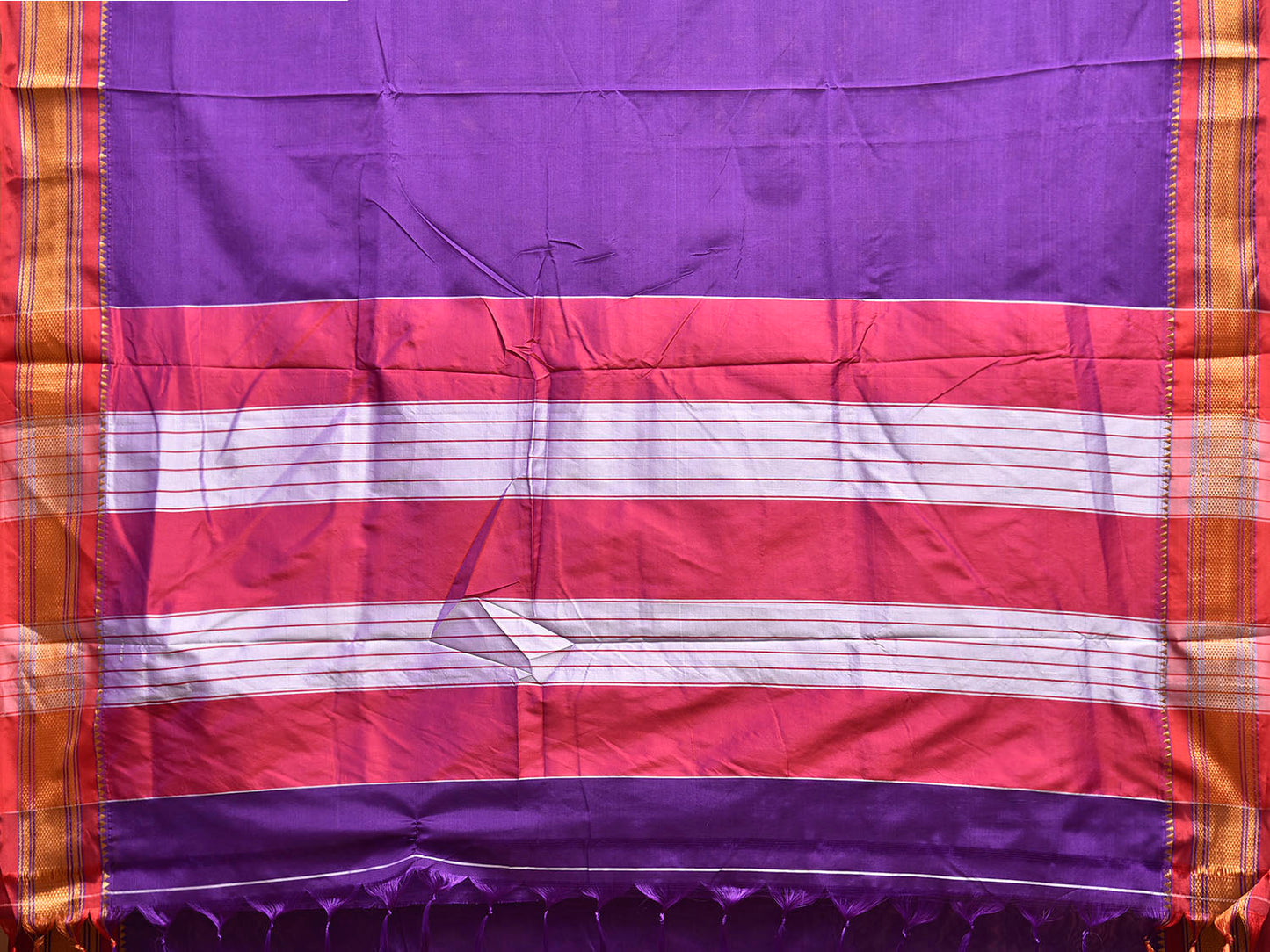 Purple and Red ilkal Cotton Viscose Plain Saree with Contrast Pallu Design il0061