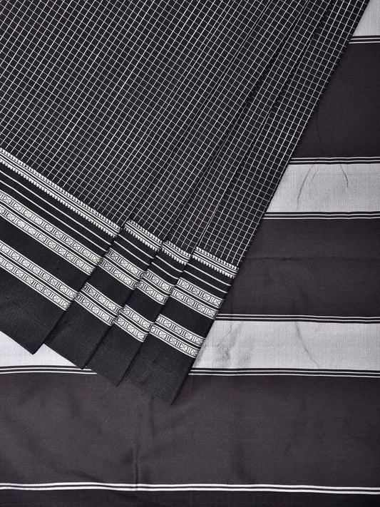 Black ilkal Cotton Viscose Saree with Checks and Pallu Design il0062