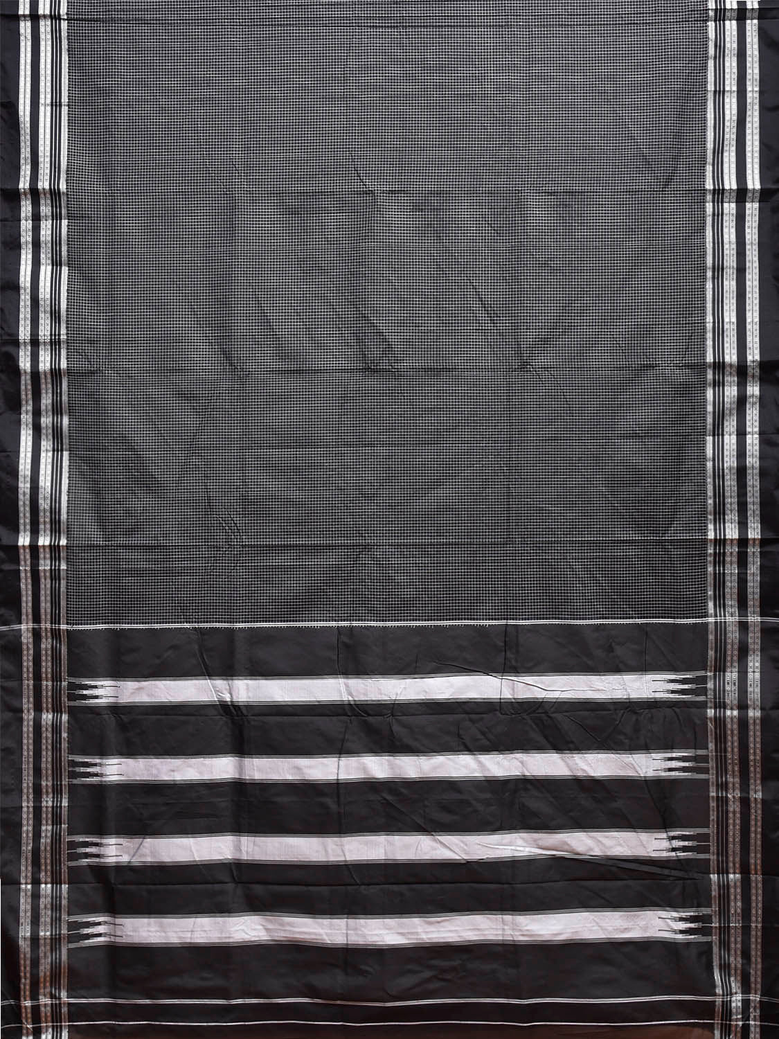 Black ilkal Cotton Viscose Saree with Checks and Pallu Design il0062