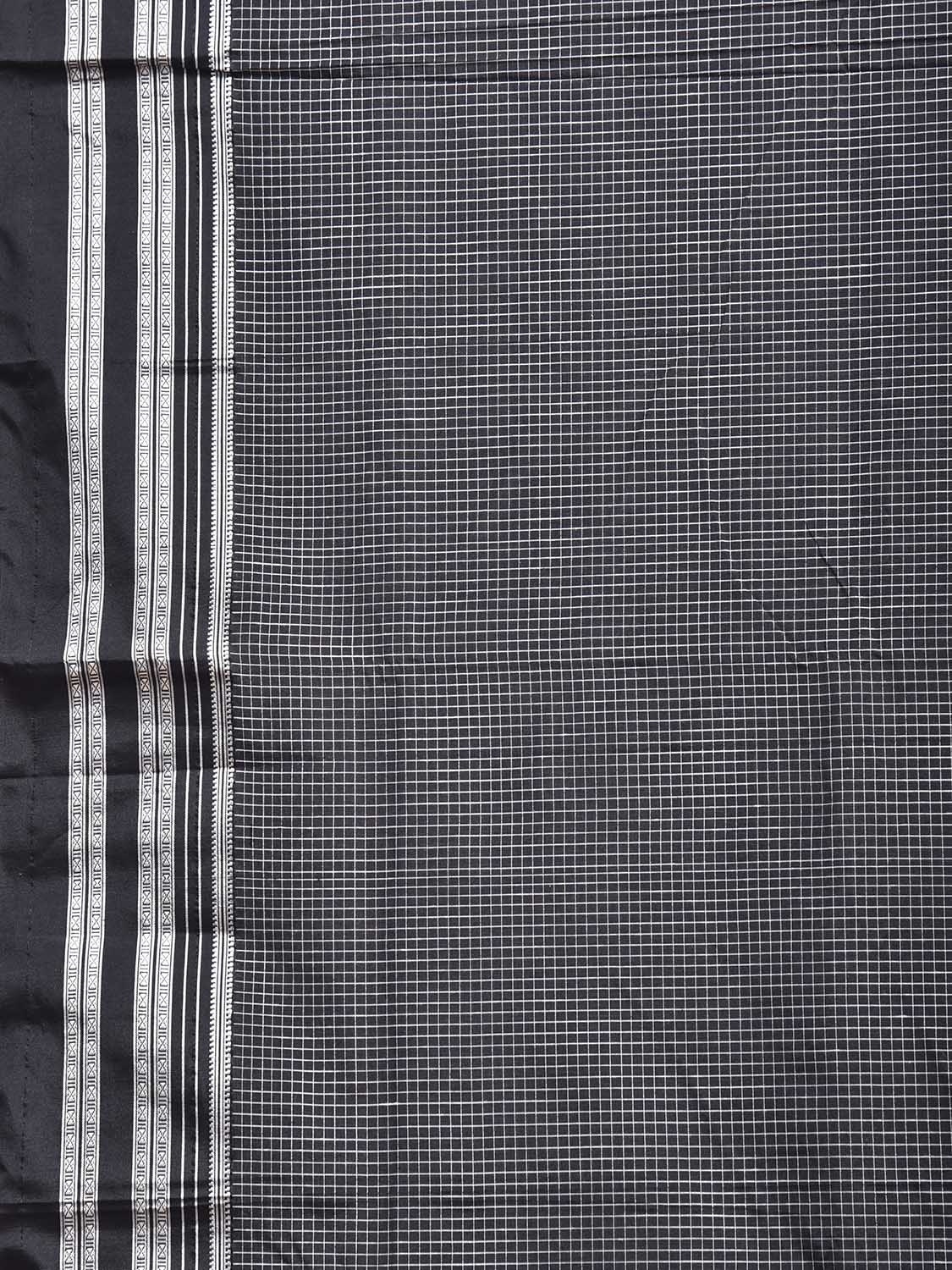 Black ilkal Cotton Viscose Saree with Checks and Pallu Design il0062