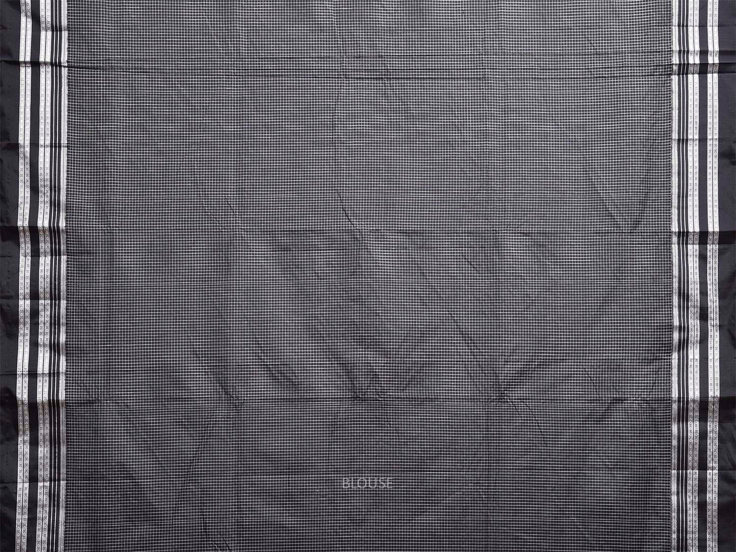 Black ilkal Cotton Viscose Saree with Checks and Pallu Design il0062