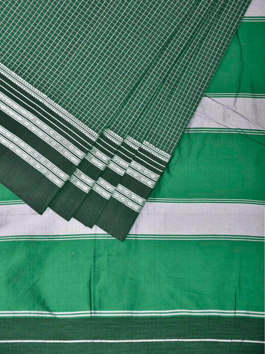 Green ilkal Cotton Viscose Saree with Checks and Pallu Design il0063