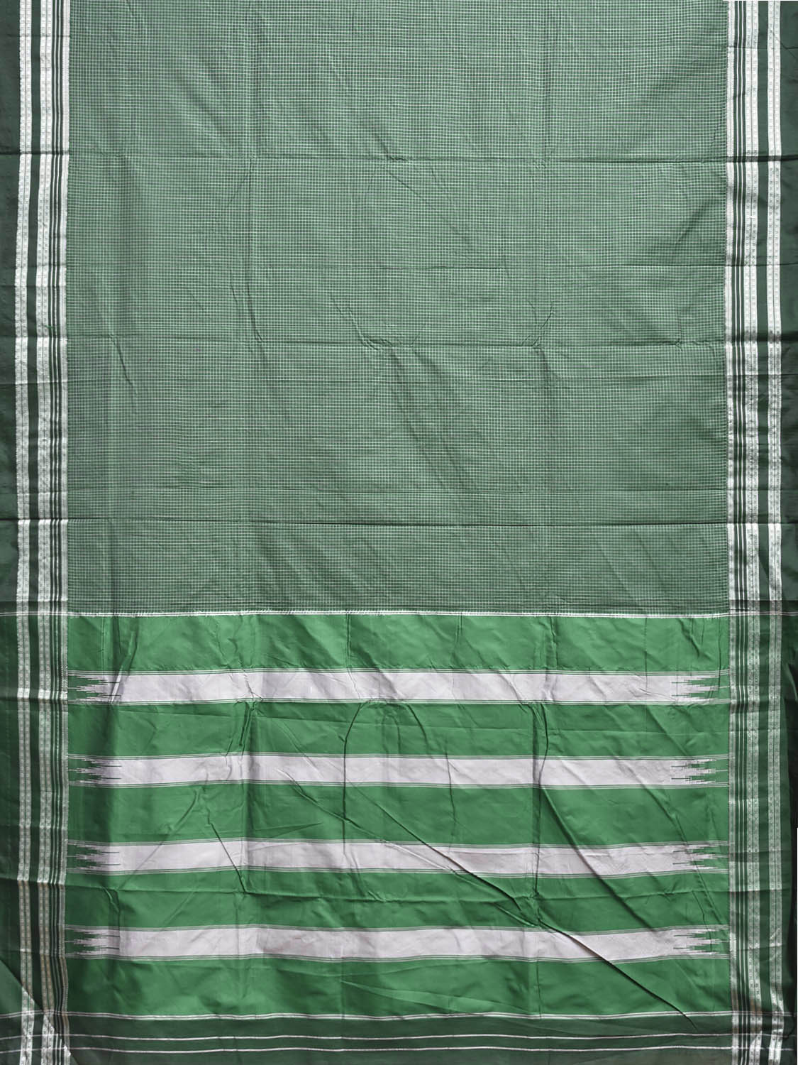 Green ilkal Cotton Viscose Saree with Checks and Pallu Design il0063